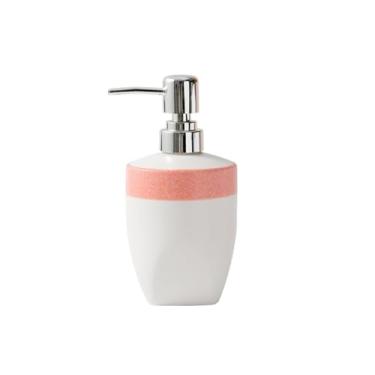 Imagem de Dispensador de sabão Dispensador de sabonete líquido de cerâmica de 400ml com bomba dosadora para loção, ideal para banheiros, hotéis e pousadas.(Pink)