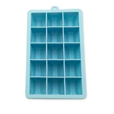 Imagem de Forma de Gelo Retangular de Silicone, 15 Cubos, Cores Sortidas, Quadrado, 12,5 x 12,5 x 6,5 cm, Manual, Antiaderente