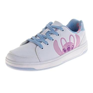 Imagem de Tênis feminino fashion Ursinho Pooh Minnie Mouse Jack Skellington Stitch cadarço casual sapatos de caminhada para adultos tamanho 34-40 EUA feminino., branco/azul, 37