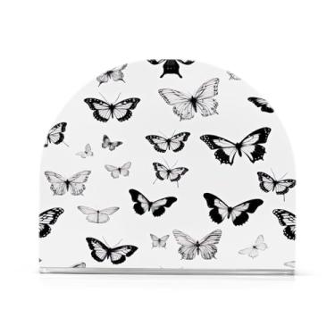 Imagem de Wassud Porta-guardanapos de acrílico borboletas, dispensador de guardanapos de papel moderno em forma de U para mesa, cozinha, sala de jantar, bancada 1 peça (comporta 50-60 guardanapos)