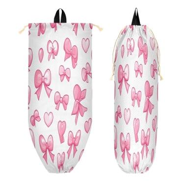 Imagem de xigua Suporte de parede para saco plástico de laços e corações com cordão, 1 pacote, organizador de sacolas de compras reutilizáveis, decoração para bolsas, meias, roupas íntimas e gravatas