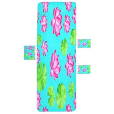 Imagem de STAYTOP Capa de toalha de cadeira de descanso 215,88 cm x 76,2 cm, capa de espreguiçadeira macia, capas de cadeira de praia com bolsos para jardim, pátio, pátio, banhos de sol, gramado, folhas verdes