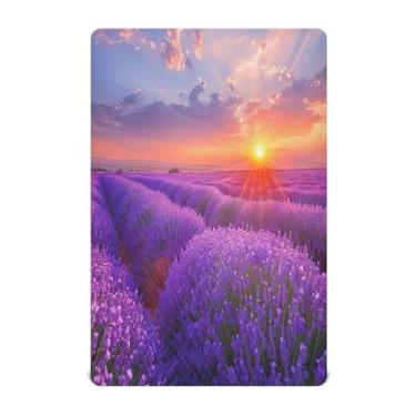 Imagem de xigua Lindo lençol de berço de campo de lavanda para meninas e meninos, lençol macio e respirável adequado para berço padrão e cama infantil 71 x 132 cm