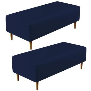 Imagem de Kit 2 Puffs Pés Palito 120x50cm material sintético Azul Marinho - LYAM