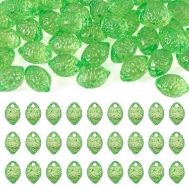 Imagem de KISSITTY 50 peças pingentes de limão 3D acrílico frutas pequenas pendentes cor verde pingente de contas perfuradas para colares faça você mesmo, brincos, pulseiras, joias, chaveiros, artesanato