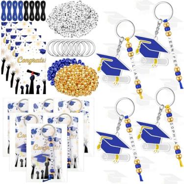 Imagem de Cunno 24 Sets Graduation Gifts for Her Him Making Kit Graduation Keychain with Letter Beads Graduation-Card for Class of 2026(Blue)
