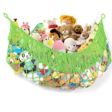 Imagem de PrimZooty Stuffed Animal Hammock - Extra Large 56'' Long, Stuffed Animal Storage, stuffed animal Holder net, Toy Hammock Large, Toy Storage Hanging Organizer - Apple green
