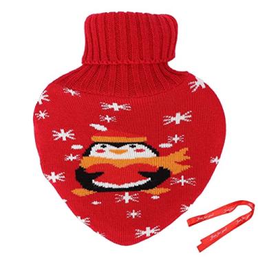 Imagem de Garrafa de água quente Ainoli de borracha à prova de vazamentos para aliviar a dor Bolsa de água quente com capa de malha fofa 800ml (com fita) (Tipo 1)