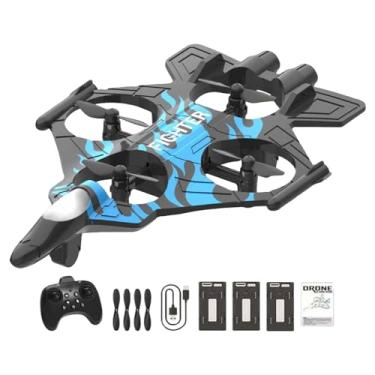 Imagem de Almencla Avião de controle remoto RC com giro de 360°, para, modelo de caça com luzes, planador para iniciantes, crianças e adultos, Azul com 3 Baterias