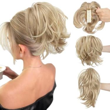 Imagem de CJL HAIR Extensão de cabelo de rabo de cavalo curta DIY metais dobráveis coque bagunçado peruca para peças de cabelo sintéticas sintéticas obtidas, loiro sujo