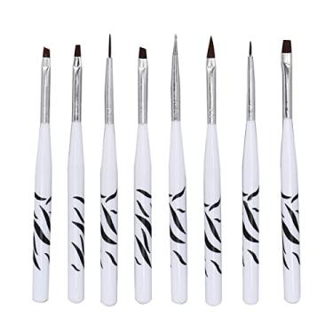 Imagem de Ainoli 8 pçs conjunto de escova de arte do prego profissional casa salão de beleza pintura de unhas desenho forro escova para artista iniciante