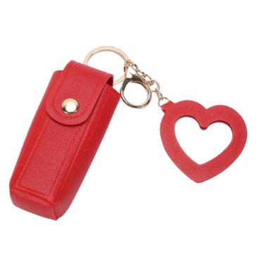 Imagem de Yosoo Estojo de Batom, Porta-chaves de Liga de Couro PU Premium Com Espelho Em Formato de Coração, para Bolsa de Viagem Feminina (vermelho)