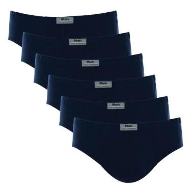 Imagem de Kit 6 Cuecas Slip Algodão Lisa Mash 074.58, Azul marinho, M