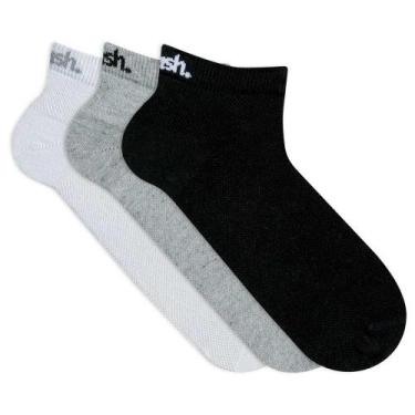 Imagem de Kit 3 Pares Meia Sapatilha Mash Algodão Esportiva, Preto, 34-38