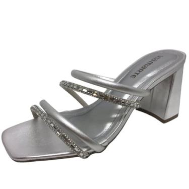 Imagem de Tamanco Salto Bloco Tiras Strass Conforto Via Marte