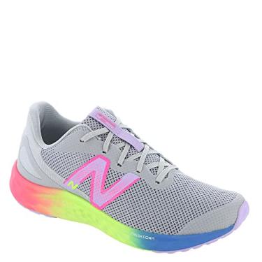 Imagem de New Balance Tênis masculino Arishi Fresh Foam v4 - Criança grande, Alumínio claro/ciberlilás/rosa neon, 6.5 Big Kid