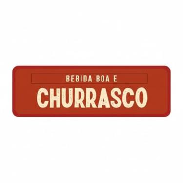 Imagem de Placa de Parede Decorativa Bebida Boa e Churrasco, MDF, Vermelha, 34 x 10,9 x 0,3 cm