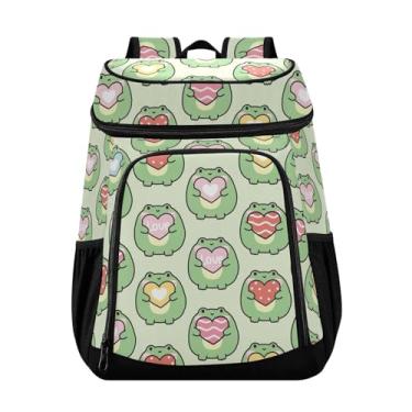 Imagem de Mochila térmica fofa com 36 latas de sapo gordinho segura corações isolada à prova de vazamento impermeável para praia