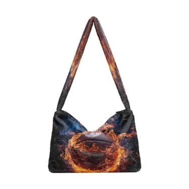 Imagem de Bunch of Sunflowers Growing from the Sky Bolsas de ombro femininas, bolsa de mão, bolsas de outono, Basquete com fogo e água 2, One Size