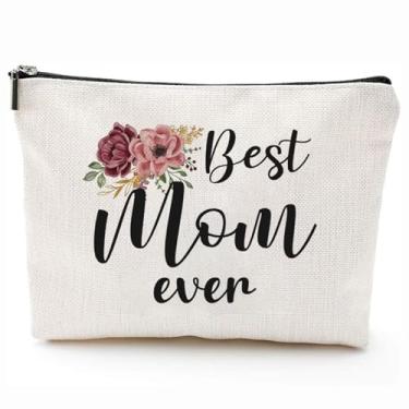 Imagem de IASINN Bolsa de cosméticos Best Mom Ever, presentes para mãe da filha e filho - aniversário, Natal, agradecimento, viagem, bolsa organizadora de maquiagem, presentes para mães e mulheres, ideia de