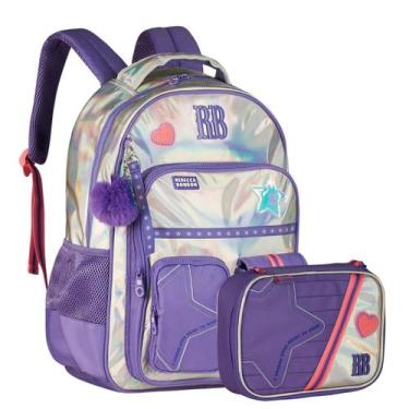 Imagem de Kit Mochila Rebecca Bonbon Clio Metalizado Costas Cor:KIT-LilásQuadrad