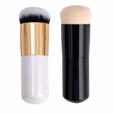 Imagem de Kabuki Conjunto de pincéis de base, pincel corretivo, pincel de pó, pincel de base líquida, conjunto de pincéis de maquiagem Kabuki em pó profissional e facial,