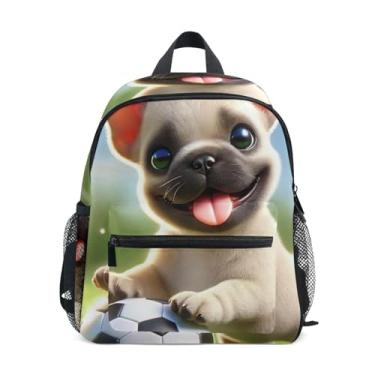 Imagem de GAIGEO Adorable Bulldog Puppy Mini Kids Backpack, 10x4x12 In, Boy Toddler Backpack Includes Water Bottle Pockets, Whistle Clip for Safety