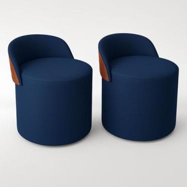 Imagem de Kit 2 Puff Redondo Curvo Orgânico Com Encosto Confortável Resistente C