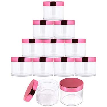 Imagem de Beauticom 60 g/60 ml de espessura redonda de plástico transparente à prova de vazamento com tampas de ouro rosa para cosméticos, protetor labial, cremes, loções, líquidos (12 frascos, ouro rosa)