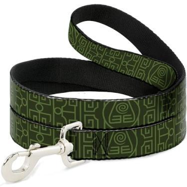 Imagem de Nickelodeon Coleira para animais de estimação, coleira de cachorro, Avatar Last Airbender Earth Element Symbol BlackOlive Green, 1,2 m de comprimento, 1,27 cm de largura