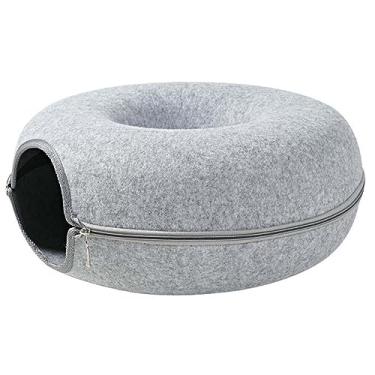 Imagem de YUHOME Cama de túnel para gatos em ambientes internos para gatos, donuts, gatos, design durável, resistente a arranhões - adequada para gatos, coelhos, animais pequenos