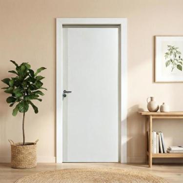 Imagem de Kit Porta de Madeira Colmeia com Batente e Fechadura 210x72cm Lado Dir