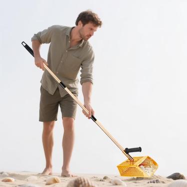 Imagem de Sand Scoop for Metal Detecting - Metal Detector Sand Flea Rake for Beach with Anti Slip Handle Heavy Duty Stainless Steel Sand Shovel with Long Handle Ideal for Underwater Treasure Hunting