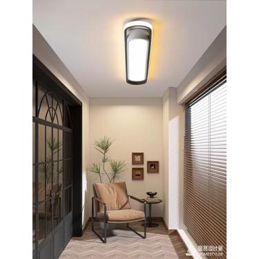 Imagem de Luminária de teto LED moderna e inteligente para corredor, com intensidade regulável, em metal, branca, com controle remoto, faixa longa para varanda, sala de jantar, escritório, corredor, c