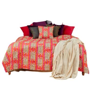 Imagem de INDACORIFY Colcha indiana Kantha estampada para decoração de casa, cobertor de cama solteiro, Queen, King algodão tigre estampa vintage Gudari Baby Quilt (Queen (228 cm x 274 cm))