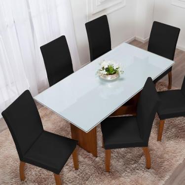 Imagem de Kit 4 Capas Protetora de Cadeira de Jantar Malha Gel Ajustável com Elástico - Lavável, Seca Rápido (4, Preto)