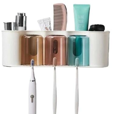Imagem de Suporte de Escova de Dente E Dispenser para Banheiro - Organiza Pia, Lavabo e Box(3 copo)