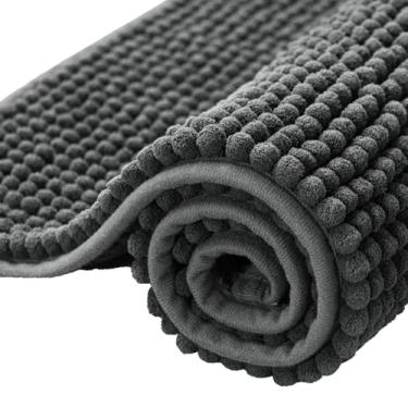 Imagem de Tapetes de banheiro, chenille absorvente macio e espesso, secagem rápida, tapetes de banho laváveis à máquina para piso de banheiro, banheira e chuveiro, acessórios de decoração de casa (tamanho