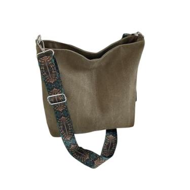 Imagem de RYZGOJV Sacola grande de lona de algodão super forte, bolsa de pano reutilizável para compras de supermercado, bolsa fashion para mulheres - verde