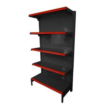 Imagem de Gôndola Prateleira Preta 5 Níveis 40x30 New Plus 1,70 Parede Inicial Pe Vermelho - Sa Gôndolas