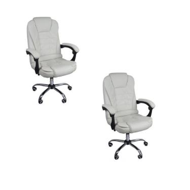 Imagem de Kit 2 Cadeiras De Escritório Presidente Reclinável - Branco