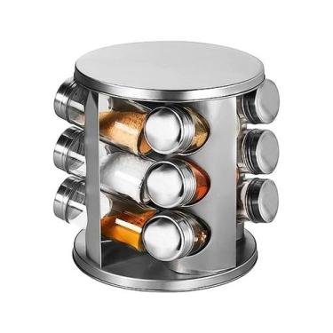 Imagem de Porta Condimentos Giratório 12 Frascos Cromado Aço Inox - CLIMACO