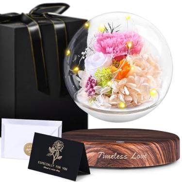 Imagem de ASPMIZ Flores preservadas de levitação magnética do dia dos namorados com luz LED - esfera de flores rotativa romântica em caixa de presente de luxo, fita dourada e nota de amor para ela