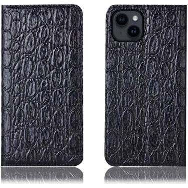 Imagem de EKESA Coldre de telefone em concha com padrão de pedra, para Apple iPhone 14 Plus Case 6,7 polegadas 2022 Capa de telefone de suporte magnético de couro [Suporte de cartão] (Cor: Preto)