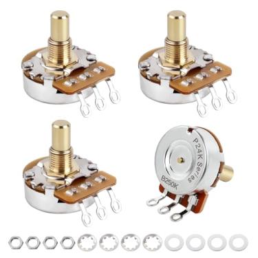 Imagem de Banworks Potenciômetro de latão B250K M8 com rosca métrica de tamanho completo, eixo curto (comprimento de 15 mm) para guitarras elétricas Epiphone Les Paul LP/SG Squier Strat/Tele 4 peças JT/XNQ-19