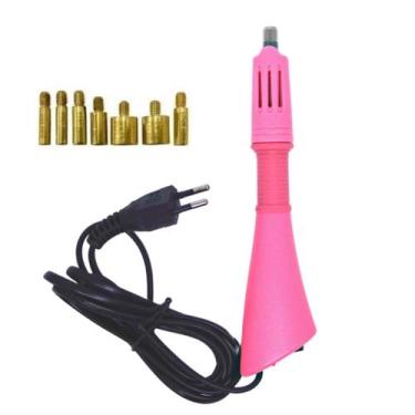 Imagem de Caneta Aplicadora de Strass Hotfix Bivolt Com 7 Pontas Rosa - STARMAK,