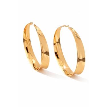 Imagem de Maxi Brinco Argola Grande Dourado, Aço Inoxidável Banhado a Ouro, 8.4cm, Estilo Moderno, Acabamento Polido ARGOLA MARAVILHOSA