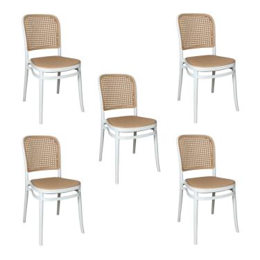 Imagem de Kit 5 Cadeiras de Jantar Roma para Sala e Cozinha Branco