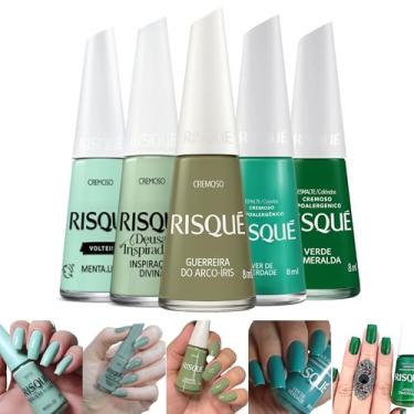 Imagem de Kit 10 Esmaltes Risqué Tons Azul e Verde Esmalte Cremoso Glitter (5 Tons Verde)