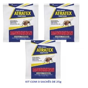 Imagem de Mata Moscas Doméstica Atratex 25g Isca Mosquicida 3 Sachês
